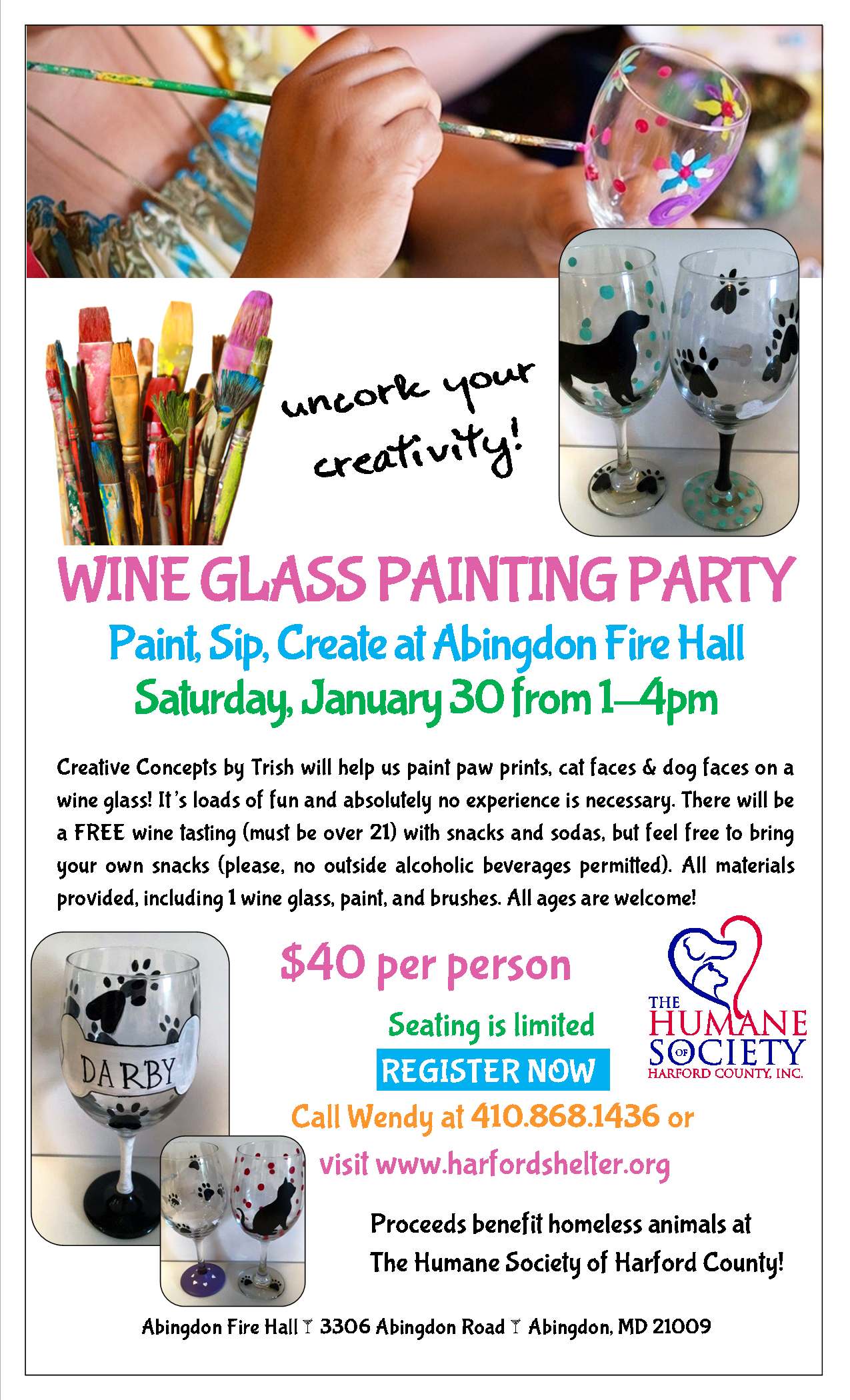 Wine Glass Painting Party The Humane Society Of Harford County